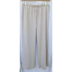 Lefties Women's Wide Leg Lounge‎ Pants Sz XL Drawstring Cream Comfort Athleisure